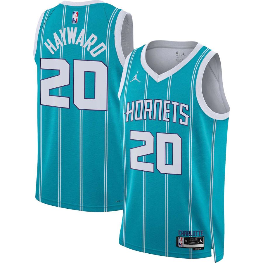 Men Charlotte Hornets #20 Gordon Hayward Nike Teal Icon Edition 2022-23 Swingman NBA Jersey